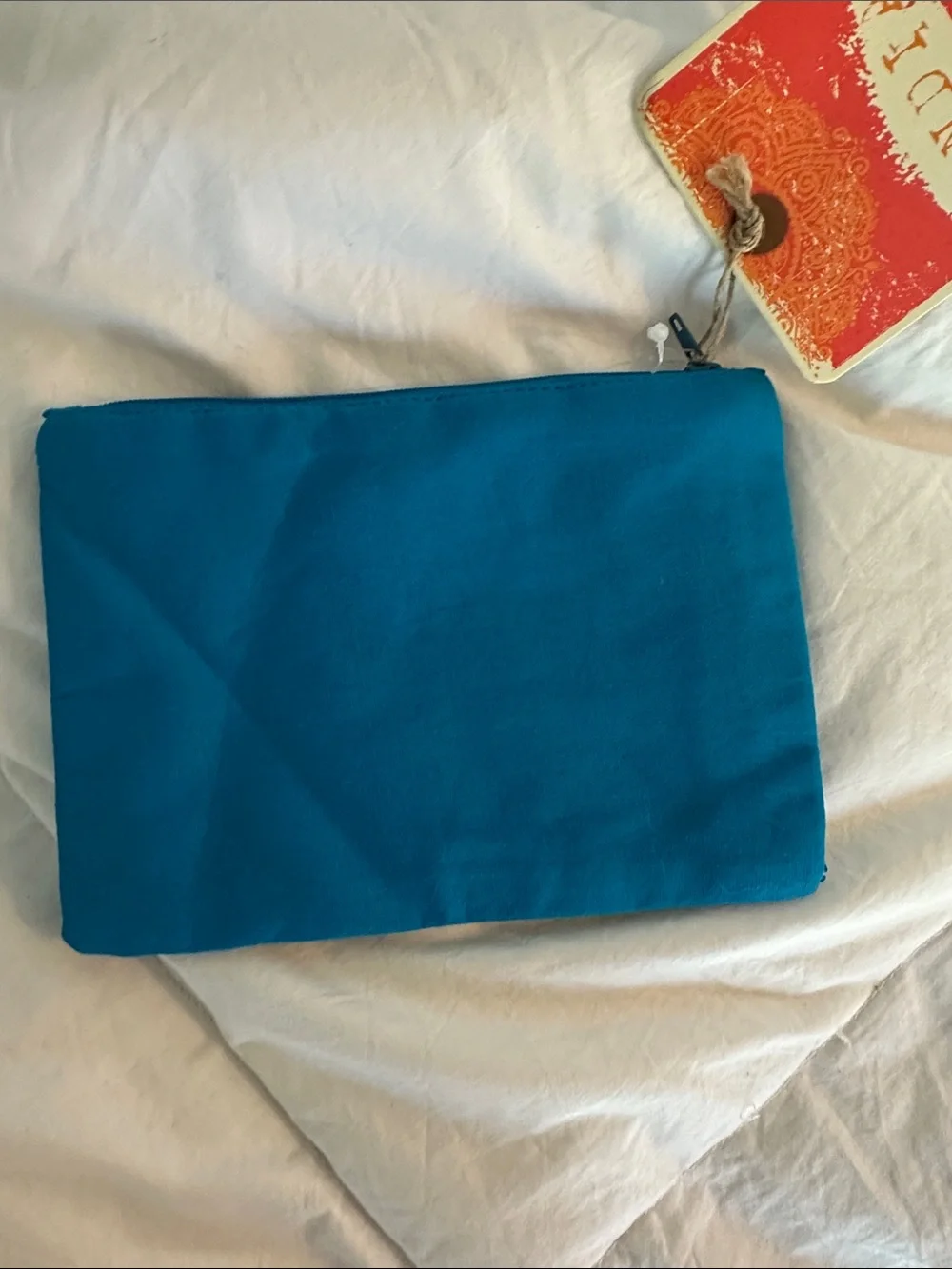 Made in India - Beaded Floral Zip Pouch - Teal